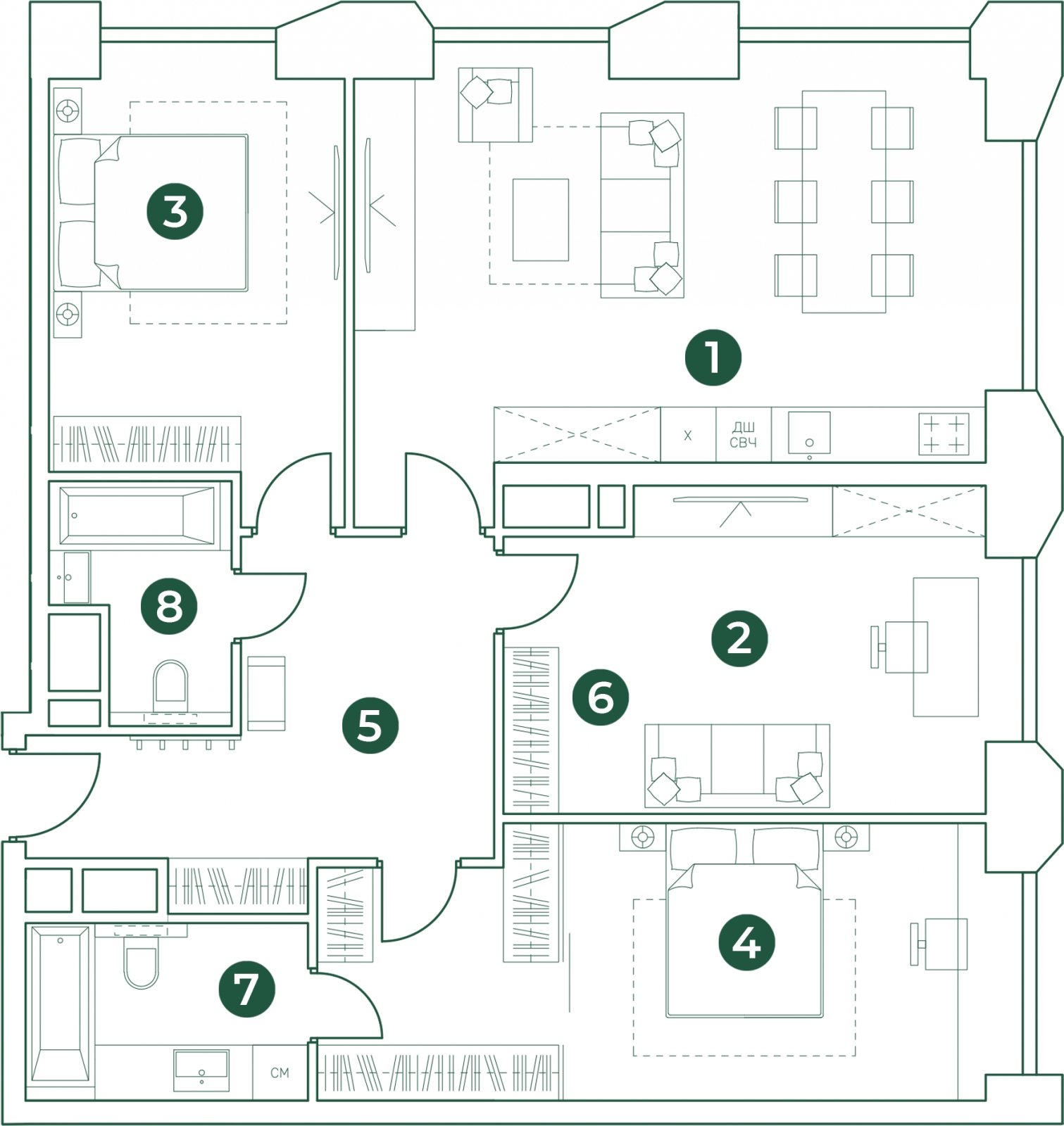 4-комнатная квартира с отделкой в ЖК Полюстрово на 5 этаже в 1 секции. Дом сдан.