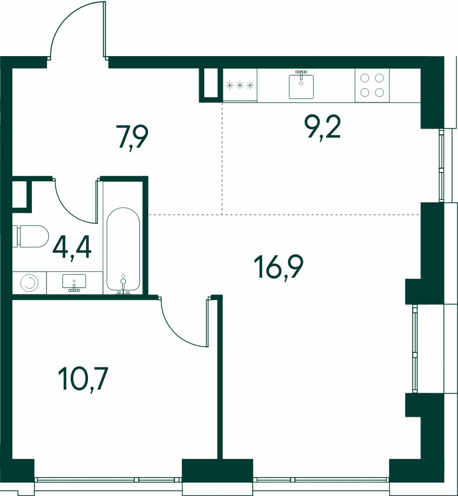 1-комнатная квартира (Студия) в ЖК MYPRIORITY Basmanny на 10 этаже в 5 секции. Сдача в 3 кв. 2024 г.
