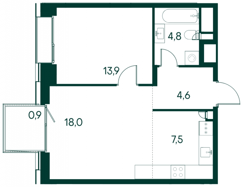 2-комнатная квартира в ЖК Level Нагатинская на 16 этаже в 1 секции. Сдача в 4 кв. 2023 г.