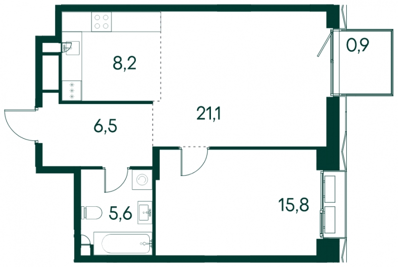 2-комнатная квартира в ЖК Северная корона на 3 этаже в 1 секции. Сдача в 4 кв. 2023 г.