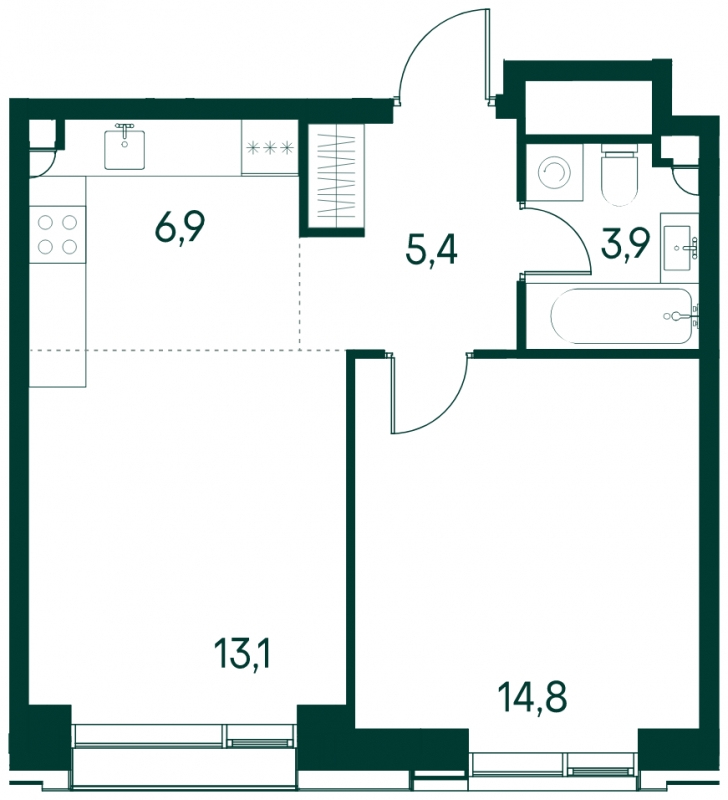 2-комнатная квартира в ЖК Фрегат 2 на 18 этаже в 1 секции. Сдача в 3 кв. 2022 г.