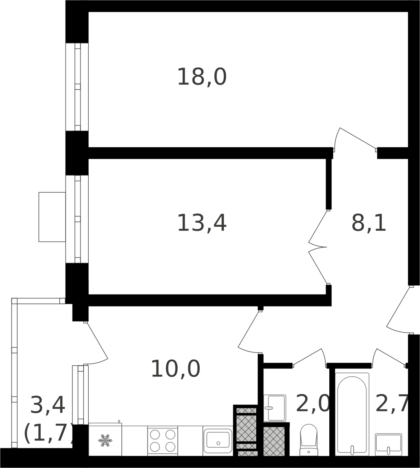 1-комнатная квартира (Студия) с отделкой в ЖК Лучи на 15 этаже в 1 секции. Сдача в 3 кв. 2024 г.