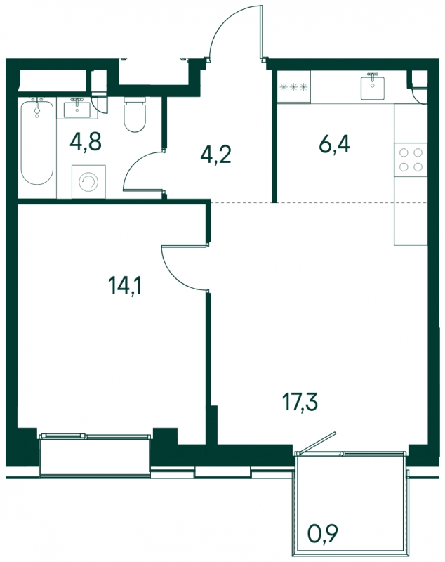 2-комнатная квартира с отделкой в ЖК Янила Кантри Клаб на 6 этаже в 1 секции. Сдача в 1 кв. 2023 г.