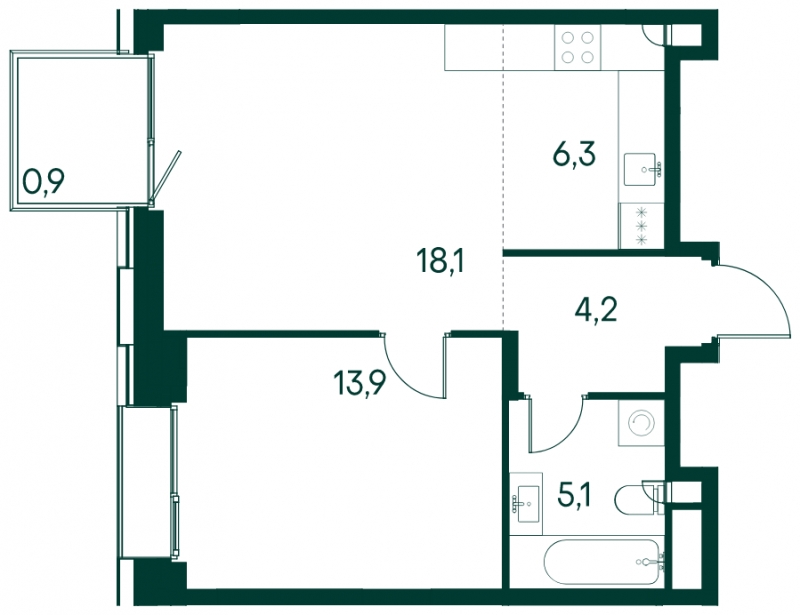 3-комнатная квартира в ЖК Бунинские кварталы на 7 этаже в 2 секции. Сдача в 2 кв. 2026 г.