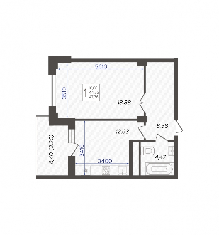 2-комнатная квартира в ЖК MYPRIORITY Basmanny на 11 этаже в 14 секции. Сдача в 3 кв. 2024 г.