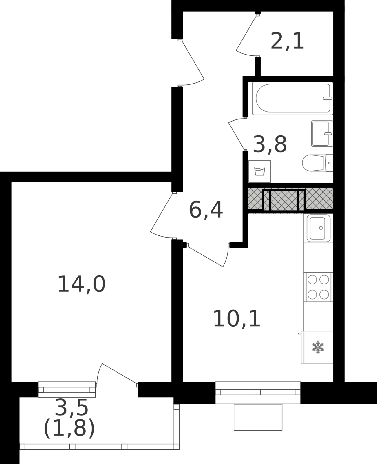 2-комнатная квартира с отделкой в ЖК Октябрьское Поле на 18 этаже в 1 секции. Сдача в 3 кв. 2024 г.