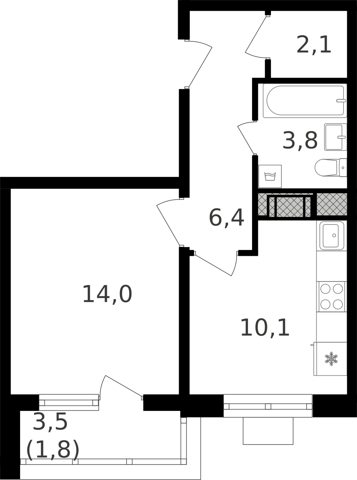 2-комнатная квартира с отделкой в ЖК Октябрьское Поле на 11 этаже в 1 секции. Сдача в 3 кв. 2024 г.
