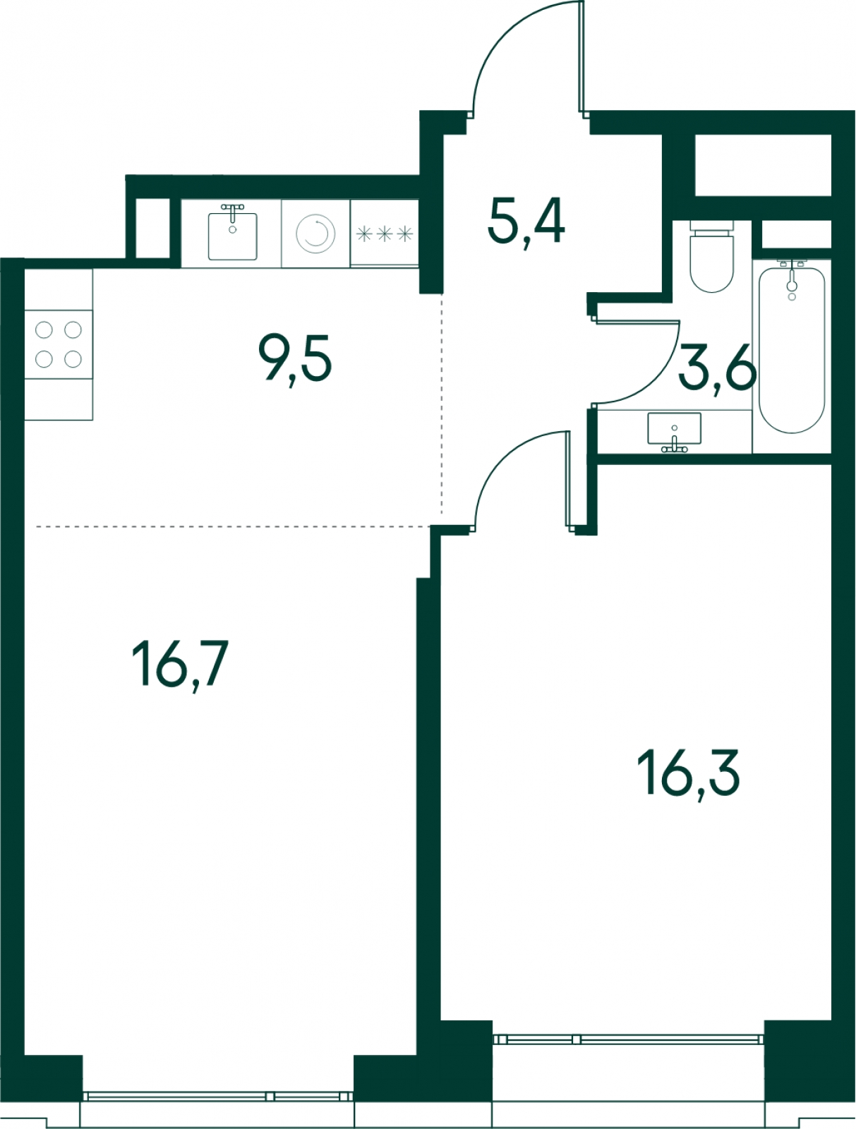 1-комнатная квартира (Студия) с отделкой в ЖК Эко-квартал VERY на 6 этаже в 1 секции. Сдача в 1 кв. 2024 г.
