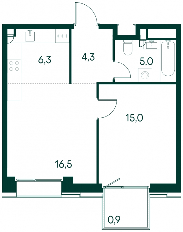 2-комнатная квартира с отделкой в ЖК Матвеевский Парк на 16 этаже в 1 секции. Сдача в 4 кв. 2024 г.