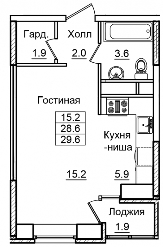 1-комнатная квартира (Студия) в ЖК Михалковский на 17 этаже в 4 секции. Сдача в 1 кв. 2023 г.
