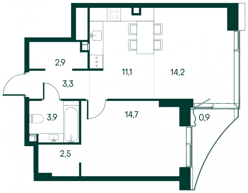 3-комнатная квартира с отделкой в ЖК Бунинские кварталы на 10 этаже в 2 секции. Сдача в 2 кв. 2026 г.