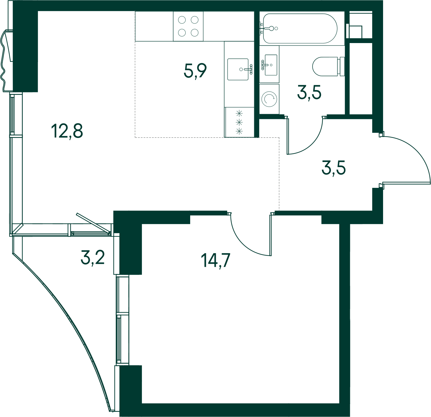 2-комнатная квартира с отделкой в ЖК Янила Драйв на 8 этаже в 3 секции. Сдача в 4 кв. 2021 г.