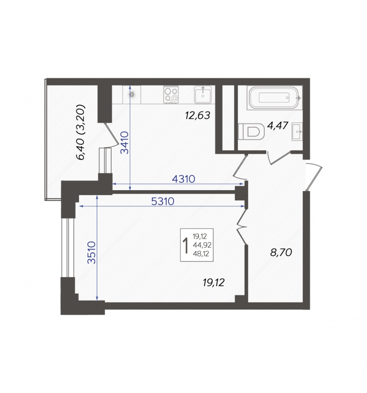 3-комнатная квартира в ЖК Бунинские кварталы на 6 этаже в 5 секции. Сдача в 2 кв. 2026 г.