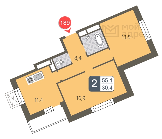 1-комнатная квартира в ЖК Ново-Никольское на 8 этаже в 8 секции. Дом сдан.