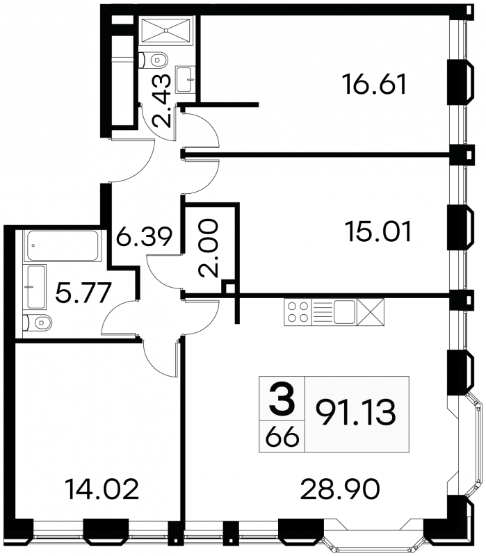 2-комнатная квартира с отделкой в ЖК GloraX Aura Василеостровский на 11 этаже в 1 секции. Сдача в 1 кв. 2025 г.