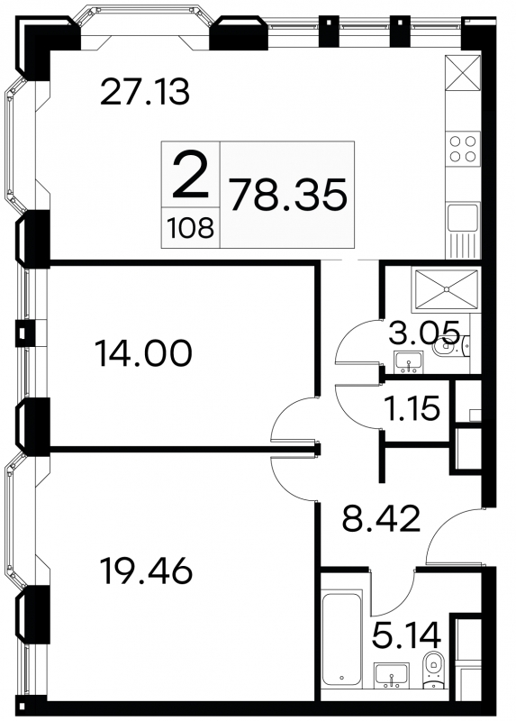 3-комнатная квартира в ЖК Ново-Никольское на 8 этаже в 2 секции. Дом сдан.