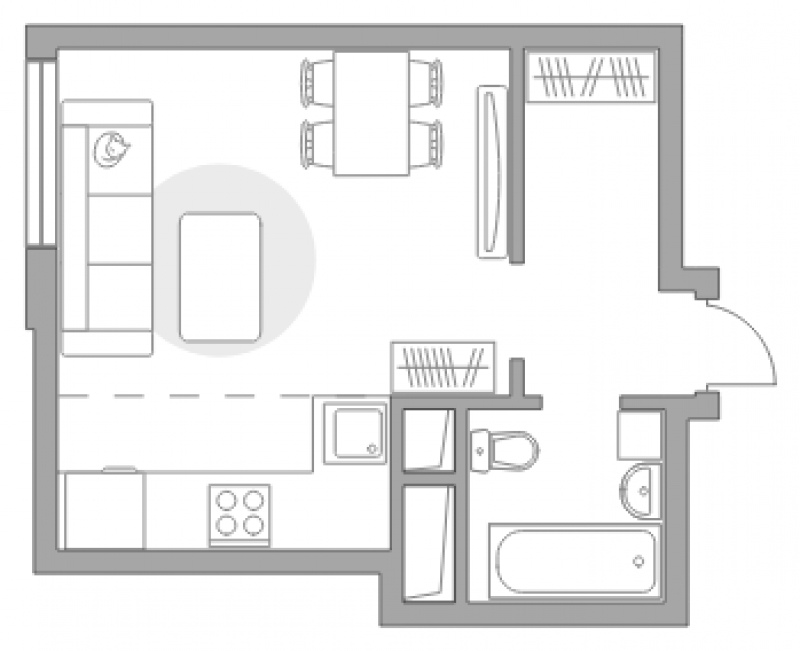 1-комнатная квартира с отделкой в Клубный город на реке Primavera на 4 этаже в 1 секции. Дом сдан.
