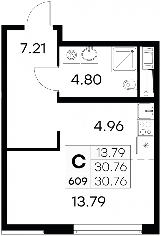 3-комнатная квартира с отделкой в ЖК AVrorA на 7 этаже в 1 секции. Дом сдан.
