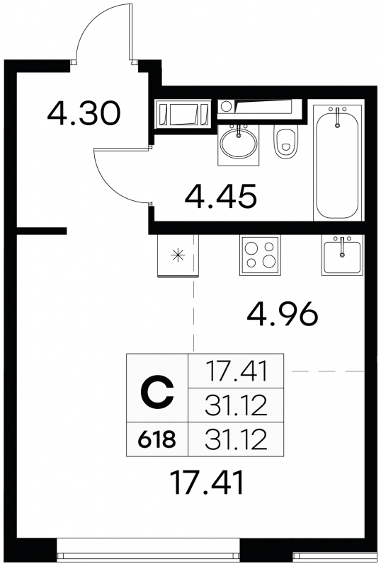 3-комнатная квартира в ЖК Северная корона на 8 этаже в 1 секции. Сдача в 4 кв. 2023 г.
