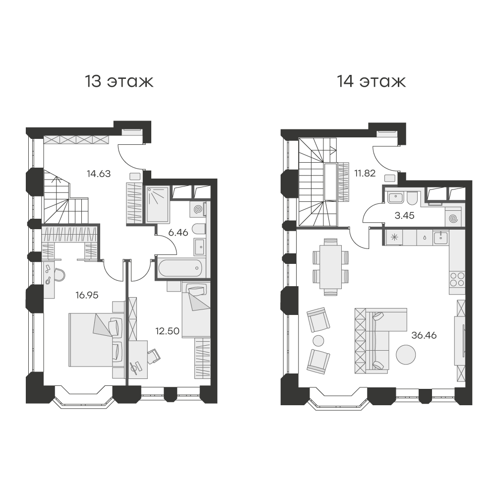 2-комнатная квартира с отделкой в ЖК GloraX Aura Василеостровский на 16 этаже в 1 секции. Сдача в 1 кв. 2025 г.