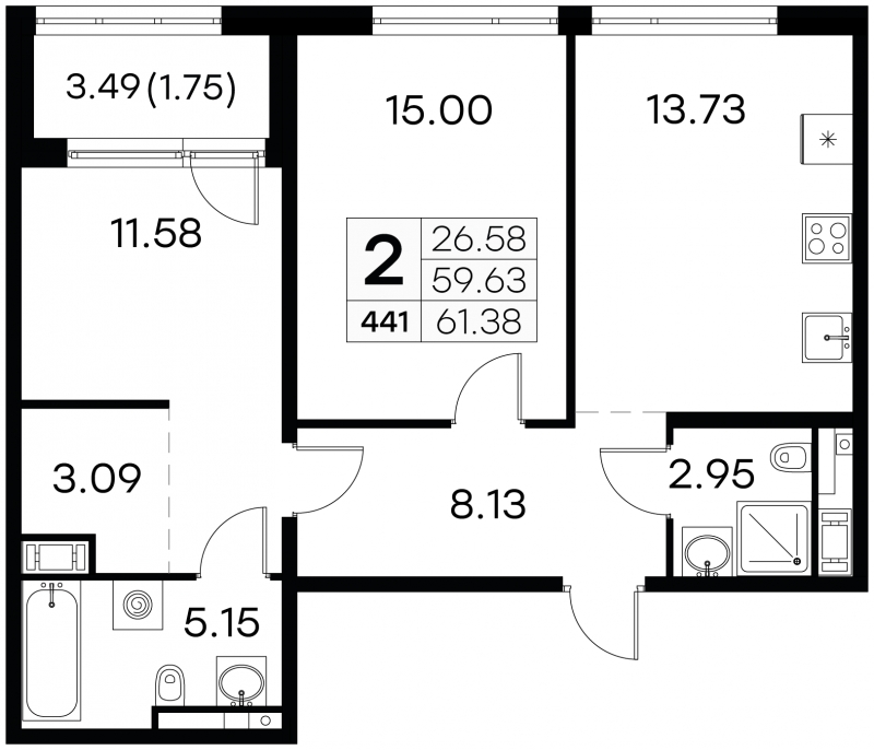 3-комнатная квартира с отделкой в ЖК AVrorA на 11 этаже в 1 секции. Дом сдан.