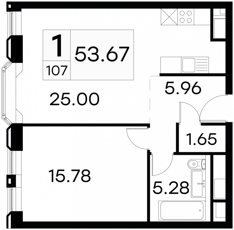 1-комнатная квартира в ЖК Фрегат 2 на 10 этаже в 1 секции. Сдача в 3 кв. 2022 г.