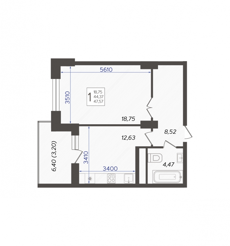 3-комнатная квартира с отделкой в ЖК GloraX Aura Василеостровский на 3 этаже в 1 секции. Сдача в 1 кв. 2025 г.