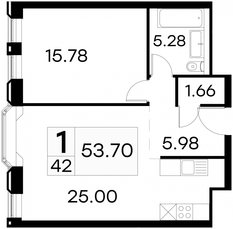 2-комнатная квартира в ЖК Фрегат 2 на 11 этаже в 1 секции. Сдача в 3 кв. 2022 г.