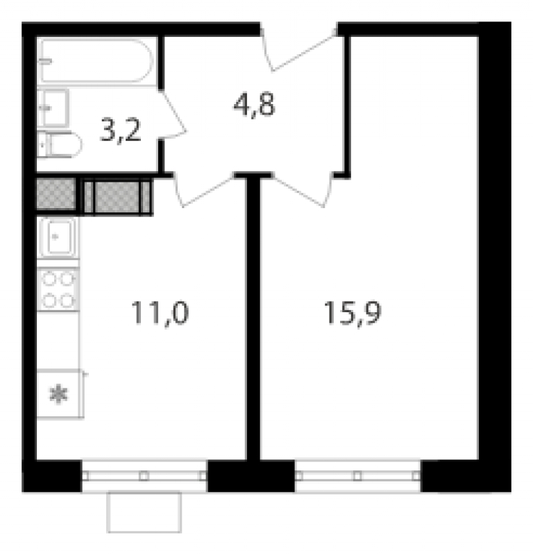 2-комнатная квартира в ЖК Клубный дом на Котельнической на 6 этаже в 2 секции. Дом сдан.