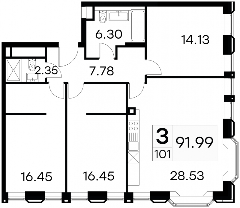 1-комнатная квартира в ЖК Фрегат 2 на 8 этаже в 1 секции. Сдача в 3 кв. 2022 г.