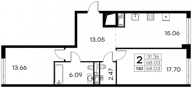 3-комнатная квартира в ЖК Северная корона на 3 этаже в 1 секции. Сдача в 4 кв. 2023 г.