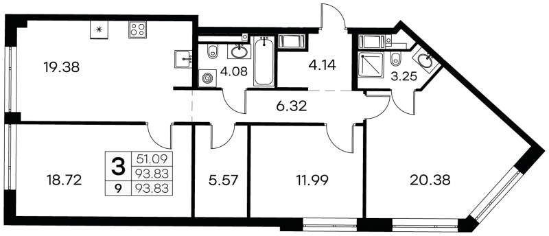 1-комнатная квартира (Студия) с отделкой в ЖК Бунинские кварталы на 8 этаже в 1 секции. Сдача в 2 кв. 2026 г.