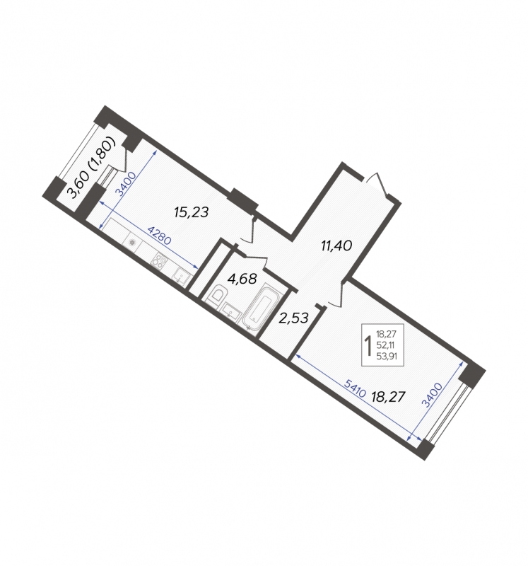 1-комнатная квартира с отделкой в ЖК Горки парк на 4 этаже в 19 секции. Дом сдан.