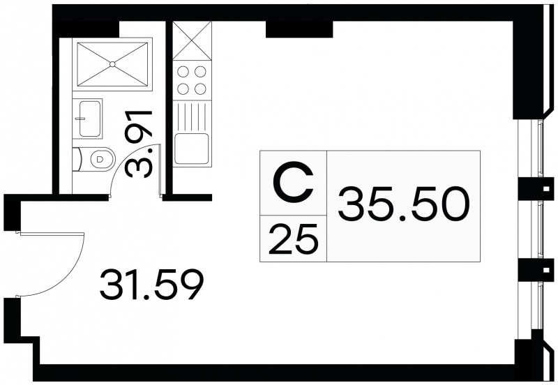 1-комнатная квартира с отделкой в ЖК Горки парк на 4 этаже в 20 секции. Дом сдан.