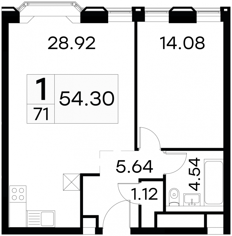 1-комнатная квартира в ЖК Артхаус на 7 этаже в 1 секции. Дом сдан.