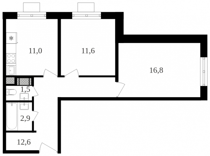 1-комнатная квартира с отделкой в ЖК Headliner на 33 этаже в 1 секции. Сдача в 4 кв. 2022 г.