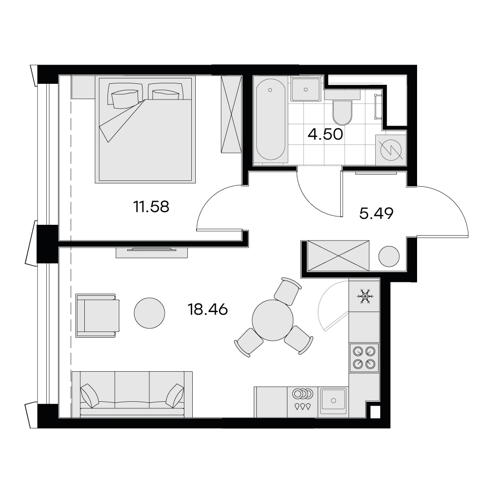 2-комнатная квартира с отделкой в ЖК GloraX Aura Василеостровский на 10 этаже в 1 секции. Сдача в 1 кв. 2025 г.