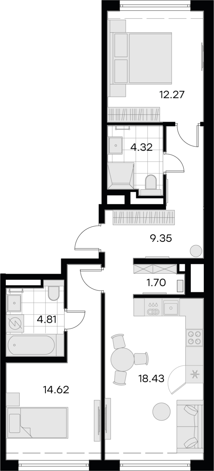 1-комнатная квартира в Клубный город на реке Primavera на 2 этаже в 1 секции. Сдача в 4 кв. 2024 г.