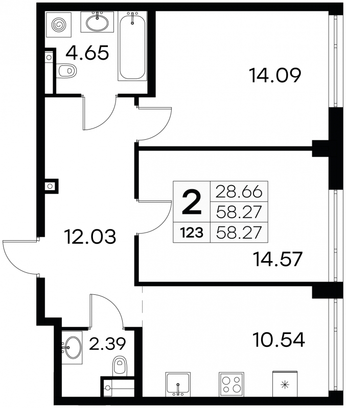 3-комнатная квартира с отделкой в ЖК GloraX Aura Василеостровский на 2 этаже в 1 секции. Сдача в 1 кв. 2025 г.