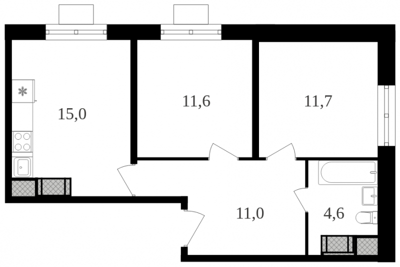 3-комнатная квартира в ЖК Клубный дом на Котельнической на 2 этаже в 1 секции. Дом сдан.
