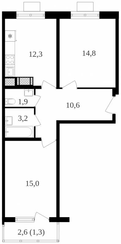 2-комнатная квартира в ЖК Клубный дом на Котельнической на 9 этаже в 2 секции. Дом сдан.