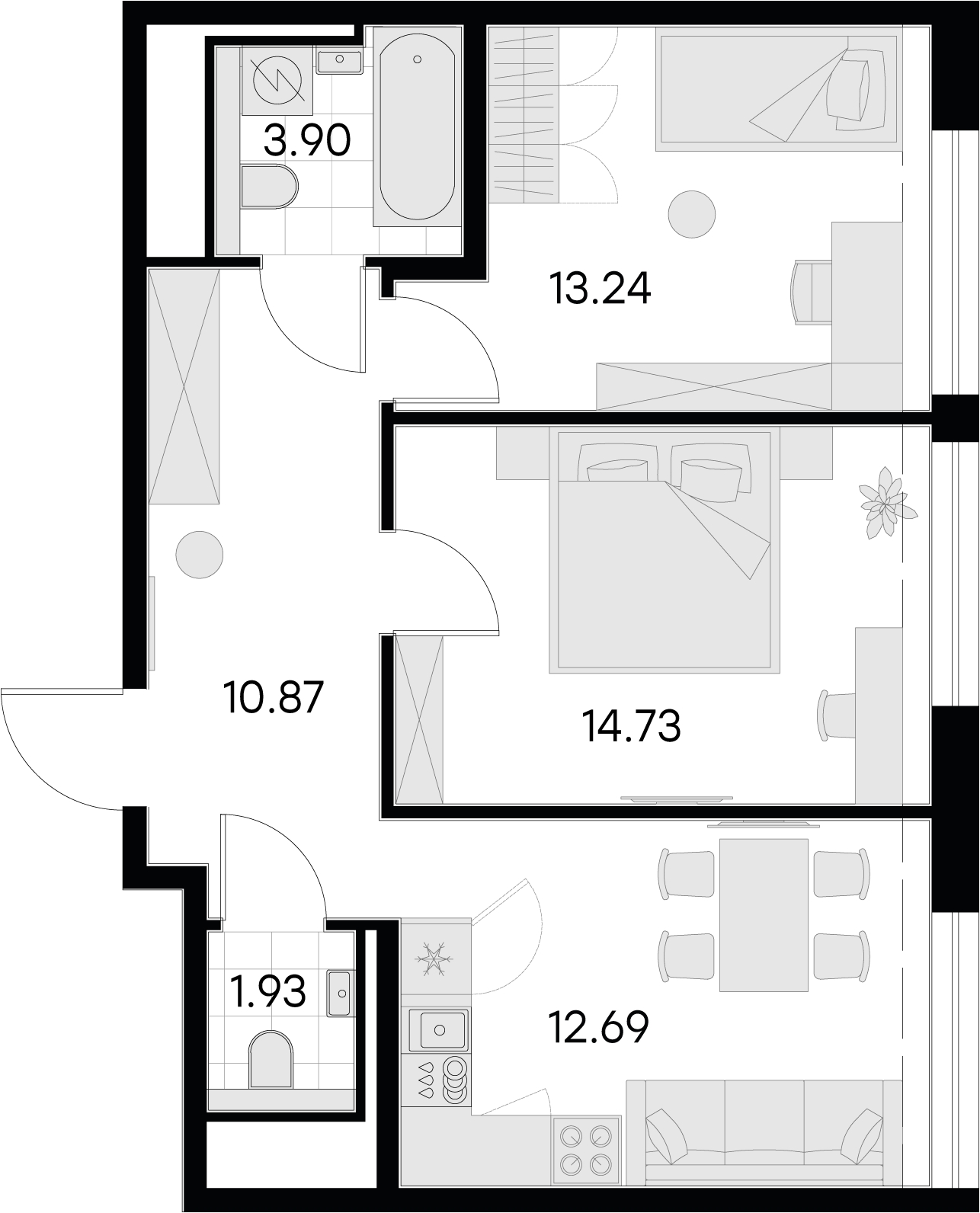 3-комнатная квартира в ЖК Novella на 17 этаже в 1 секции. Дом сдан.