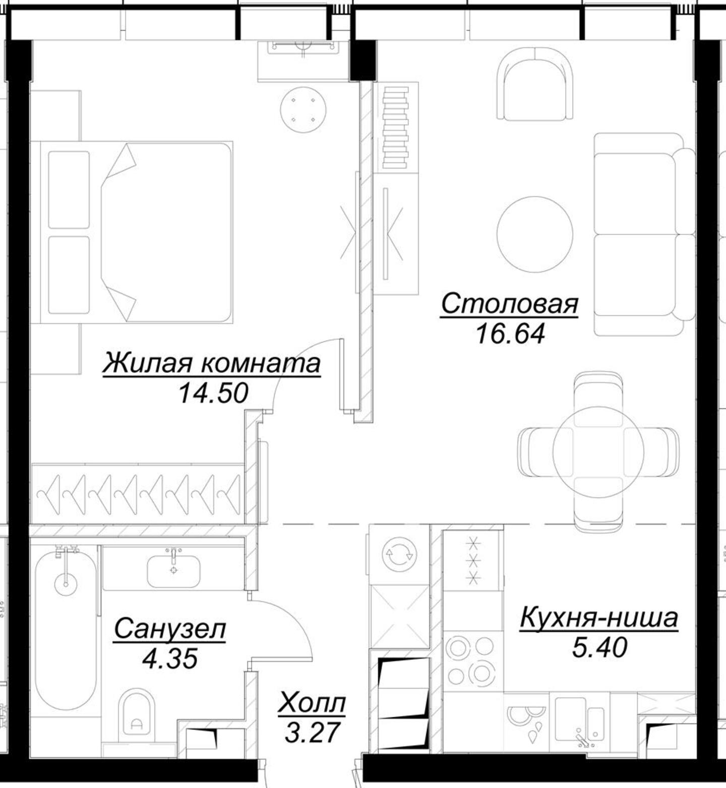 2-комнатная квартира с отделкой в ЖК Фрегат 2 на 24 этаже в 1 секции. Сдача в 3 кв. 2022 г.