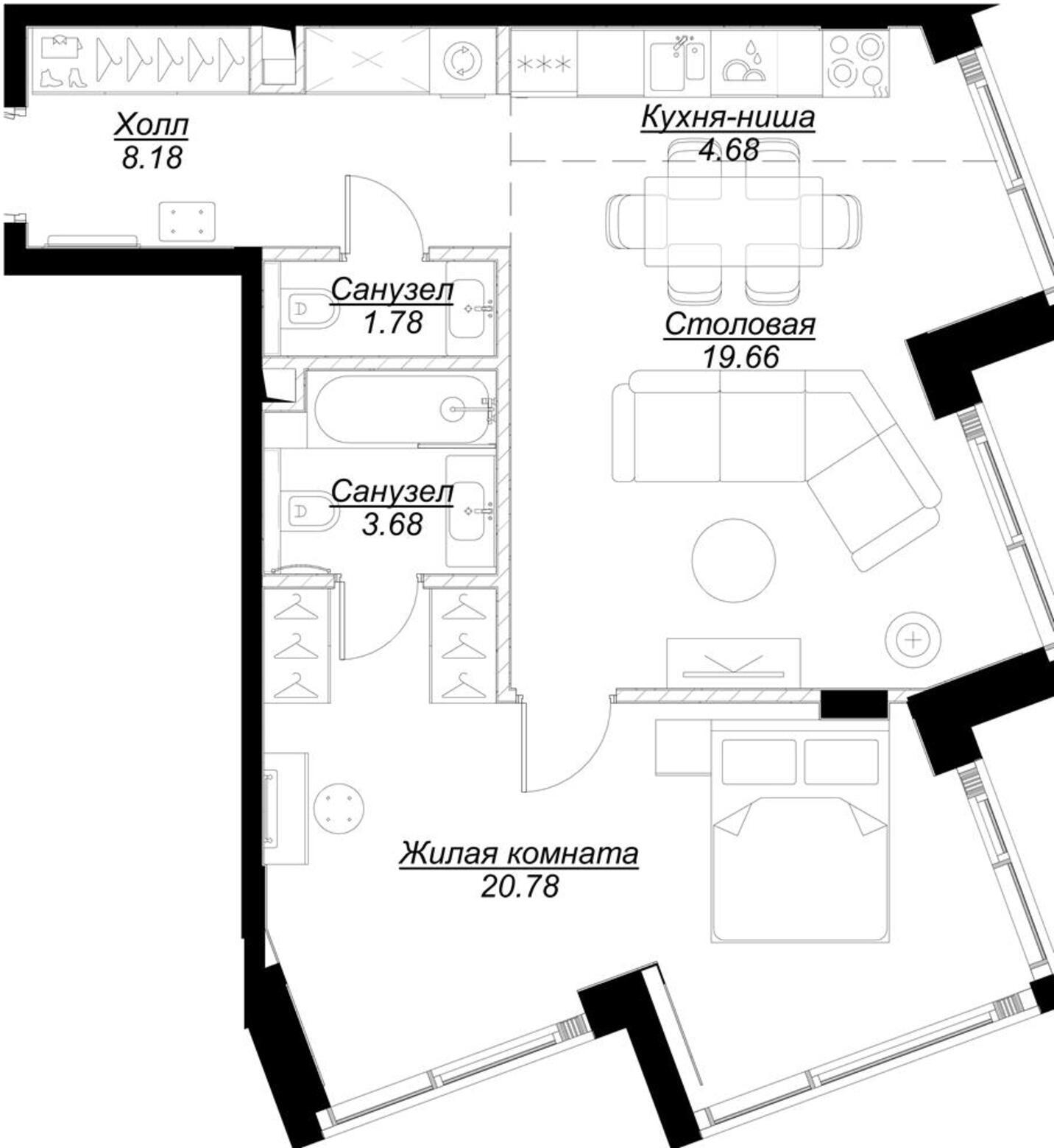 1-комнатная квартира (Студия) с отделкой в ЖК Бунинские кварталы на 6 этаже в 5 секции. Сдача в 2 кв. 2026 г.