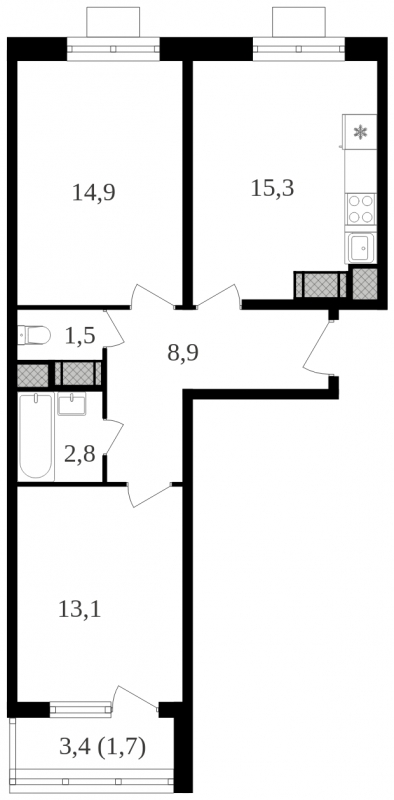 1-комнатная квартира (Студия) с отделкой в ЖК Лучи на 4 этаже в 1 секции. Сдача в 3 кв. 2024 г.