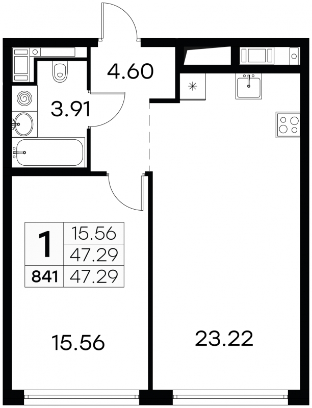 1-комнатная квартира (Студия) с отделкой в ЖК Дмитровский парк на 8 этаже в 5 секции. Сдача в 4 кв. 2023 г.