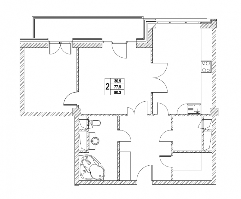 3-комнатная квартира с отделкой в ЖК Октябрьское Поле на 3 этаже в 1 секции. Сдача в 2 кв. 2024 г.