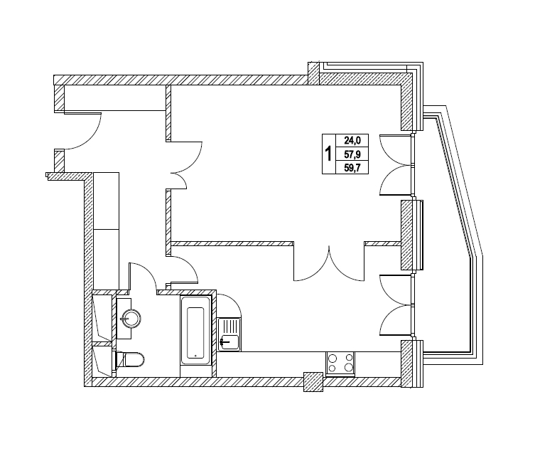 1-комнатная квартира (Студия) с отделкой в ЖК Лучи на 7 этаже в 1 секции. Сдача в 3 кв. 2024 г.
