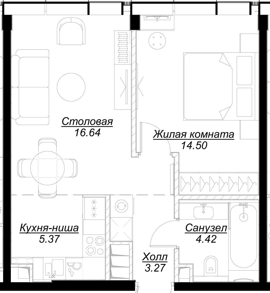 2-комнатная квартира в ЖК Ново-Никольское на 3 этаже в 5 секции. Дом сдан.