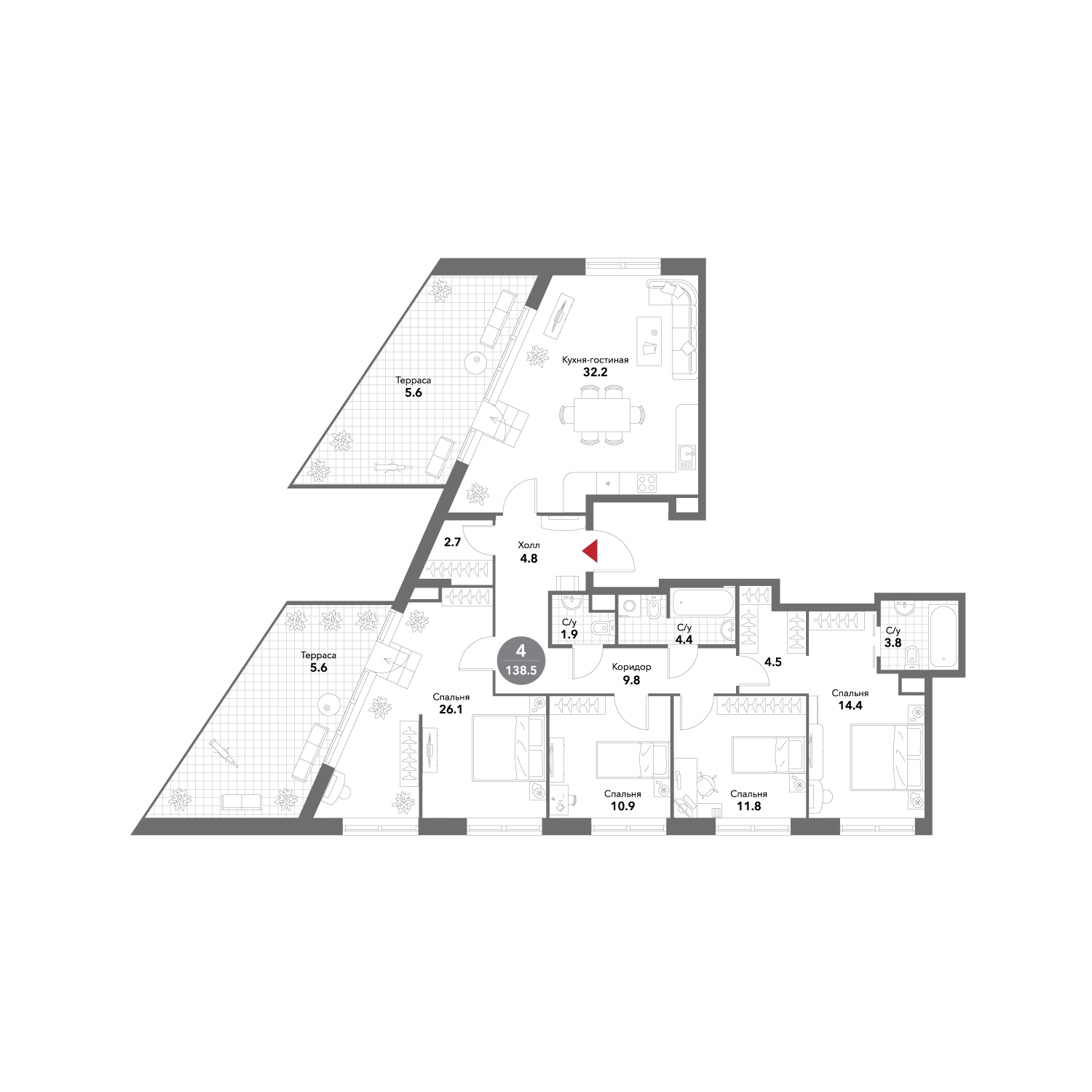 2-комнатная квартира с отделкой в ЖК AVrorA на 2 этаже в 2 секции. Дом сдан.